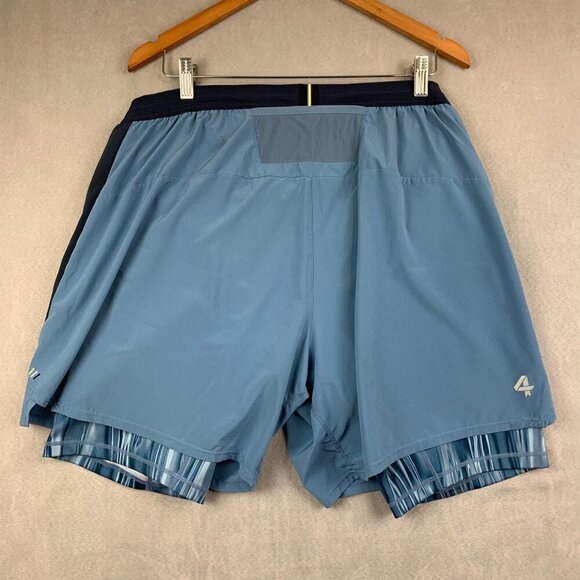 4 Fourlaps Peloton Men Shorts XL Blue Command Compression Liner Training Stretch - Picture 9 of 11